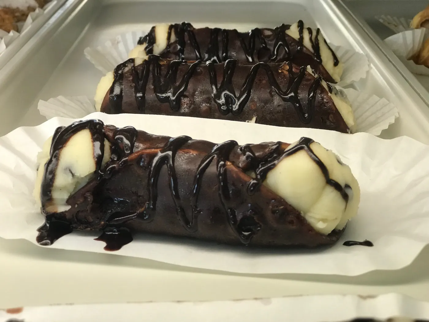 Chocolate-topped pastries